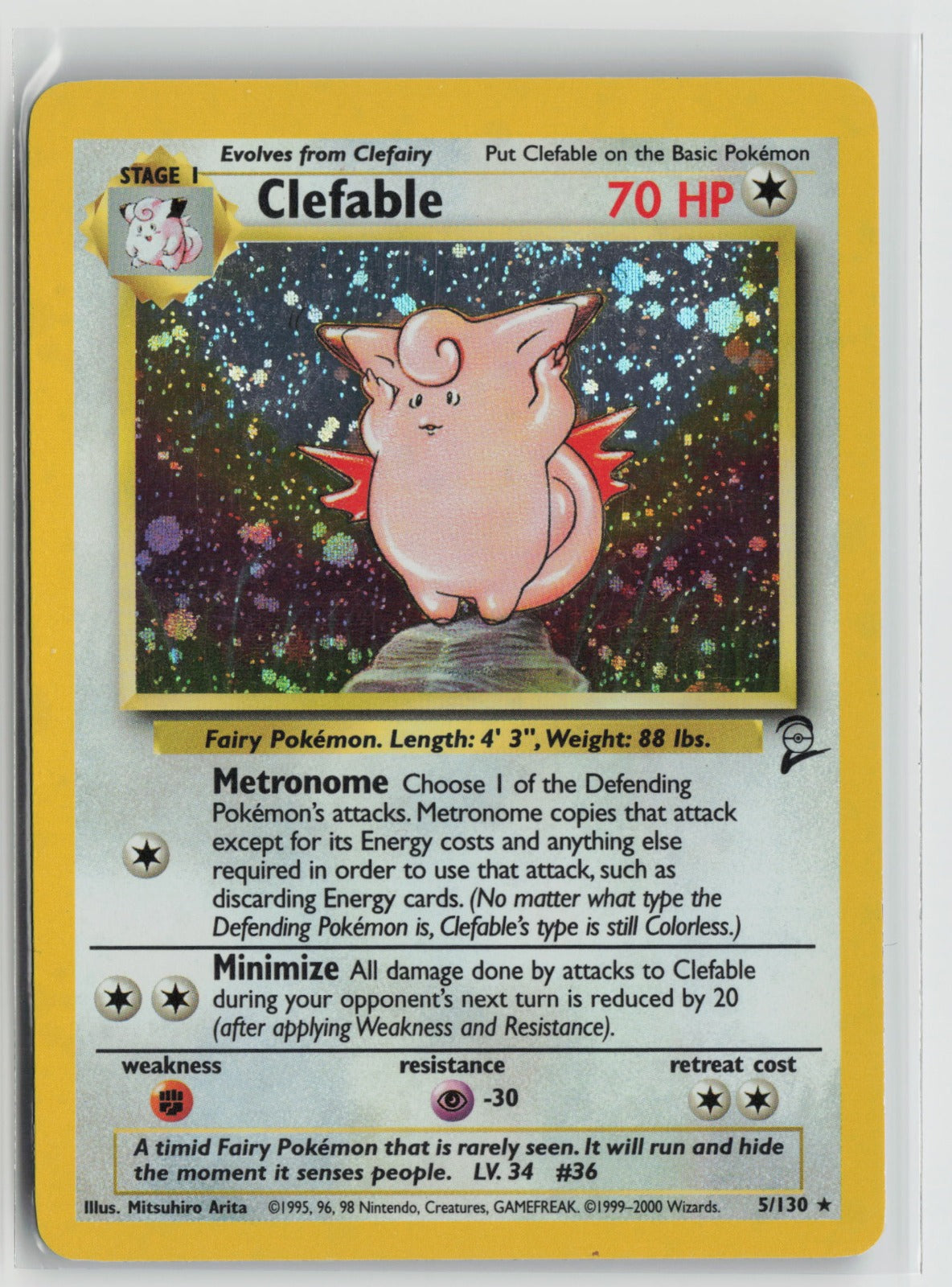 Clefable Holo Rare BS2 005/130 MP
