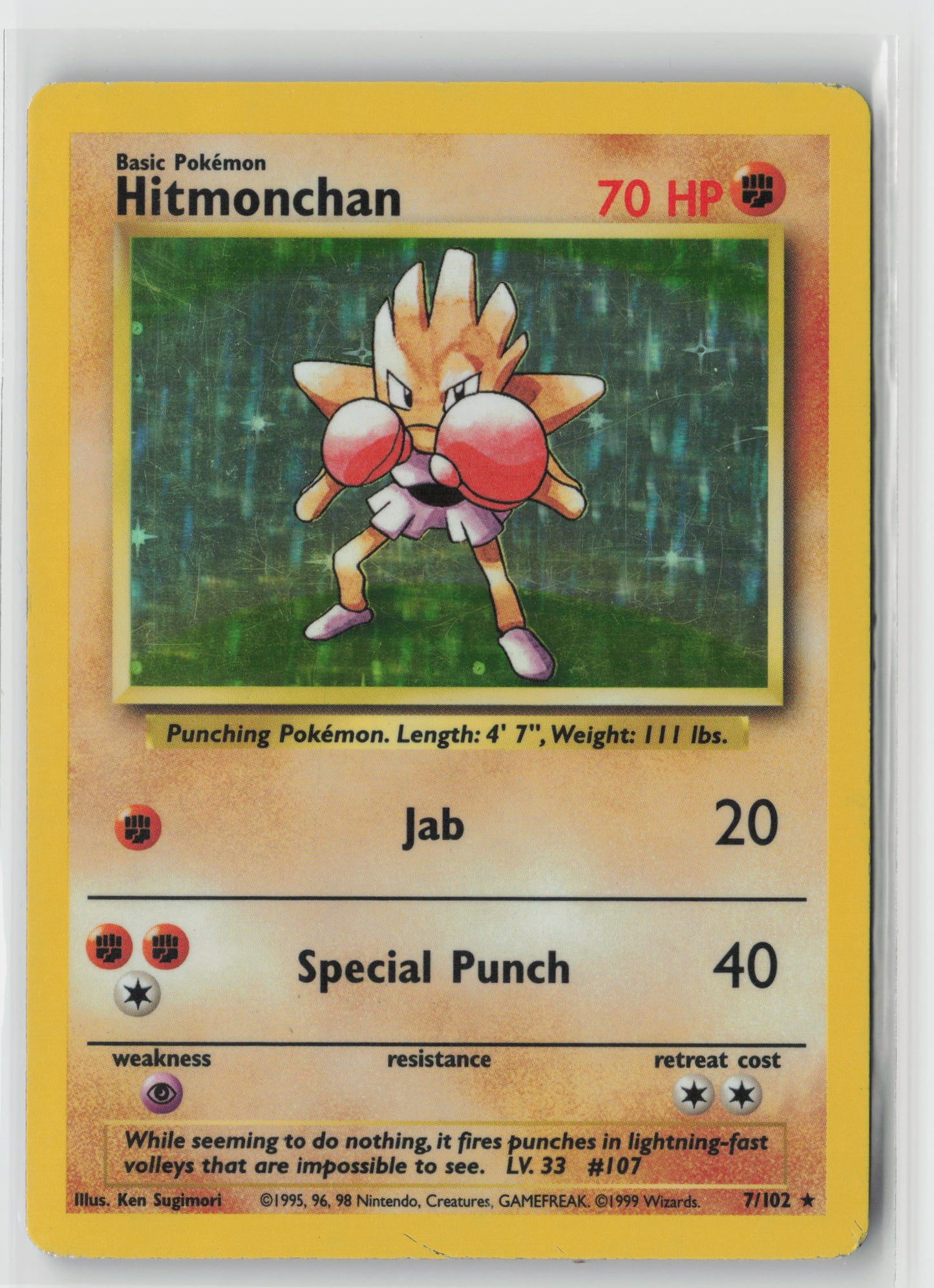 Hitmonchan Holo Rare Base Set 007/102 MP