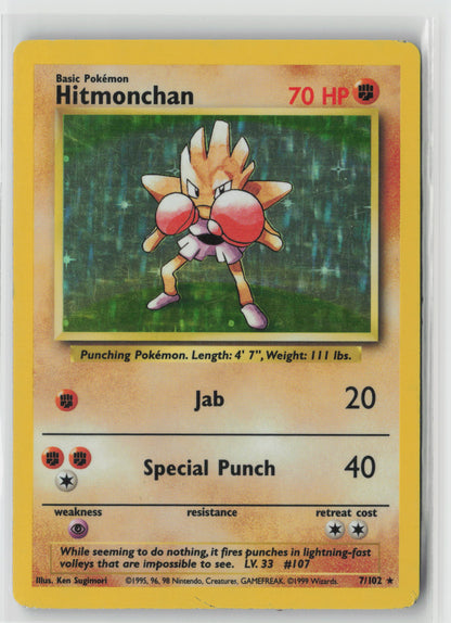 Hitmonchan Holo Rare Base Set 007/102 MP