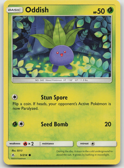 Oddish (5) Common Normal SM10 5/214 NM