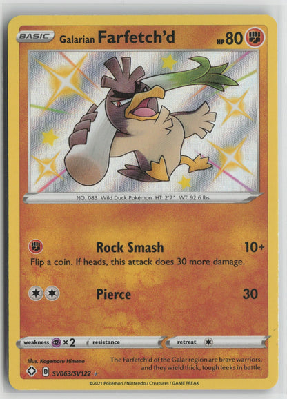 Galarian Farfetch'd Shiny Holo Rare Holo SHFSV SV063/SV122 NM
