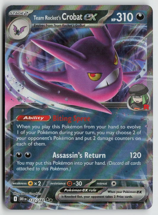 Team Rocket's Crobat ex Double Rare Holo DRI 122/182 LP
