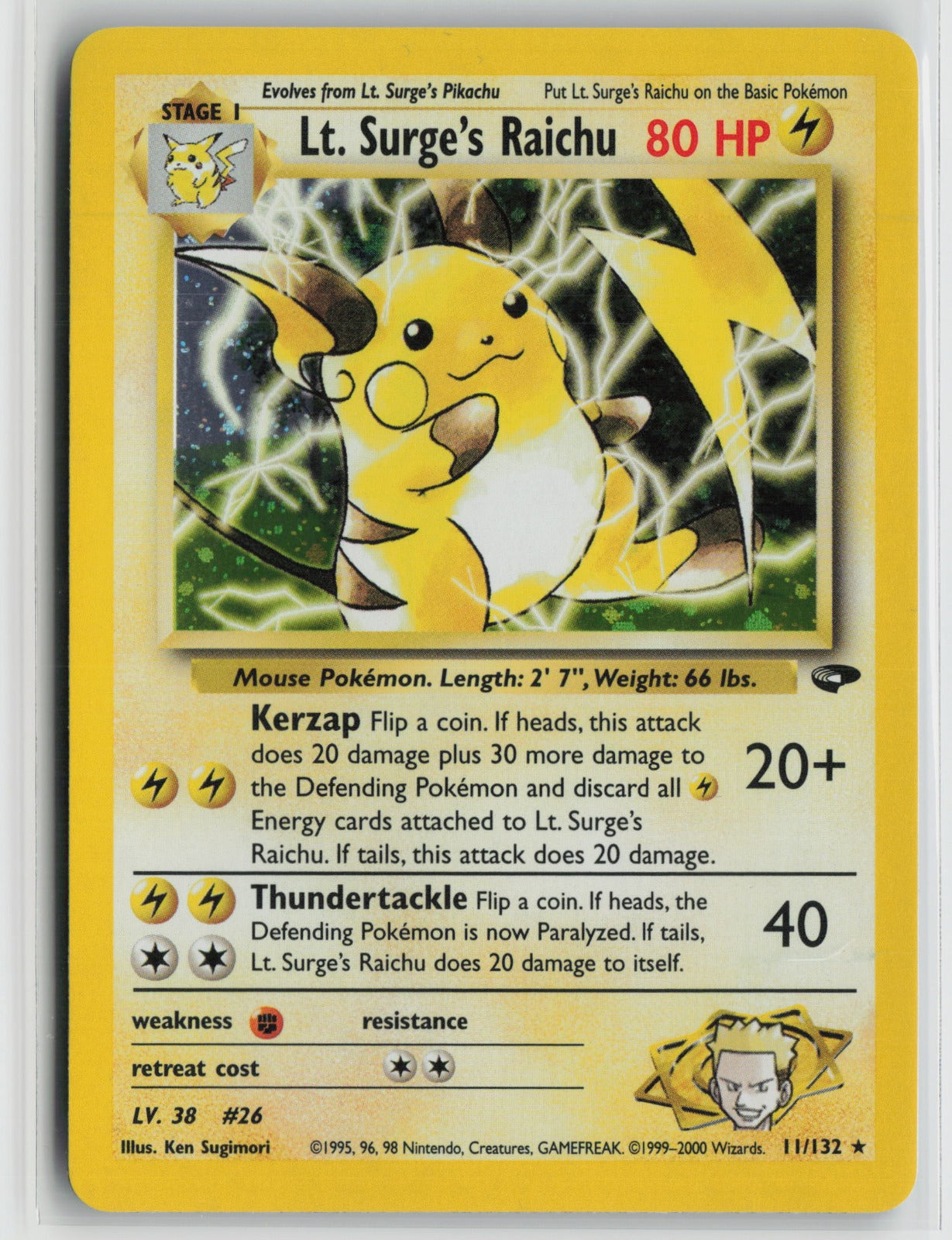 Lt. Surge's Raichu Holo Rare Unlimited G2 011/132 NM