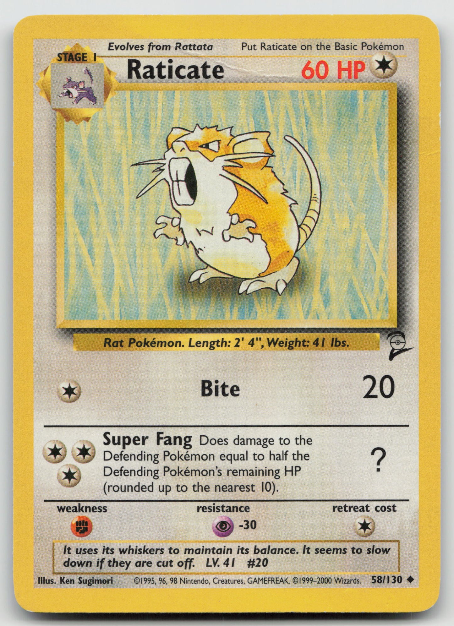 Raticate Uncommon Normal BS2 058/130 HP