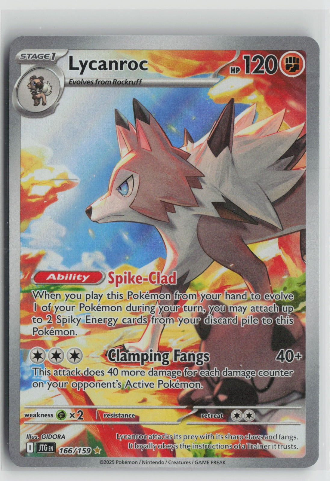 Lycanroc - Illustration Rare Holo JTG 166/159 NM