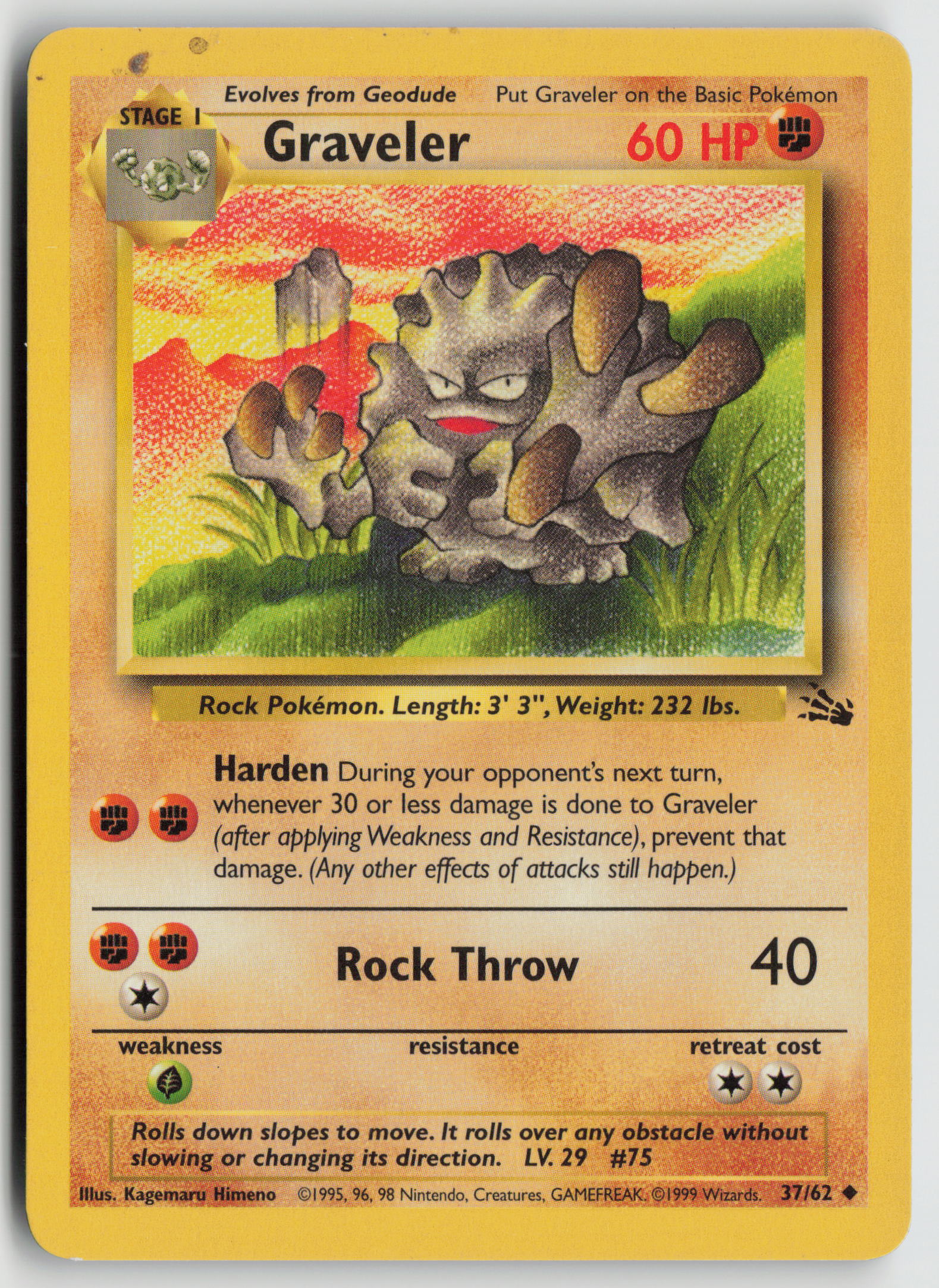 Graveler Uncommon Fossil 37/62 MP