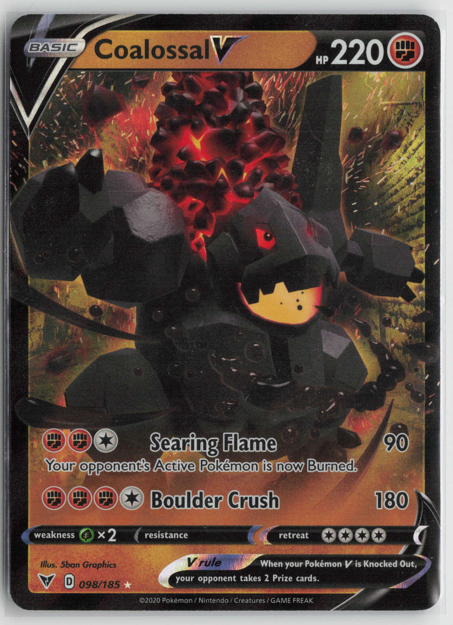 Coalossal V Ultra Rare SWSH04: Vivid Voltage 098/185 NM