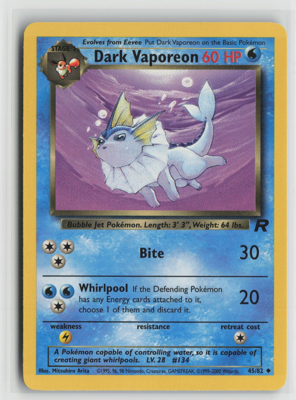 Dark Vaporeon Uncommon Unlimited TR 45/82 LP