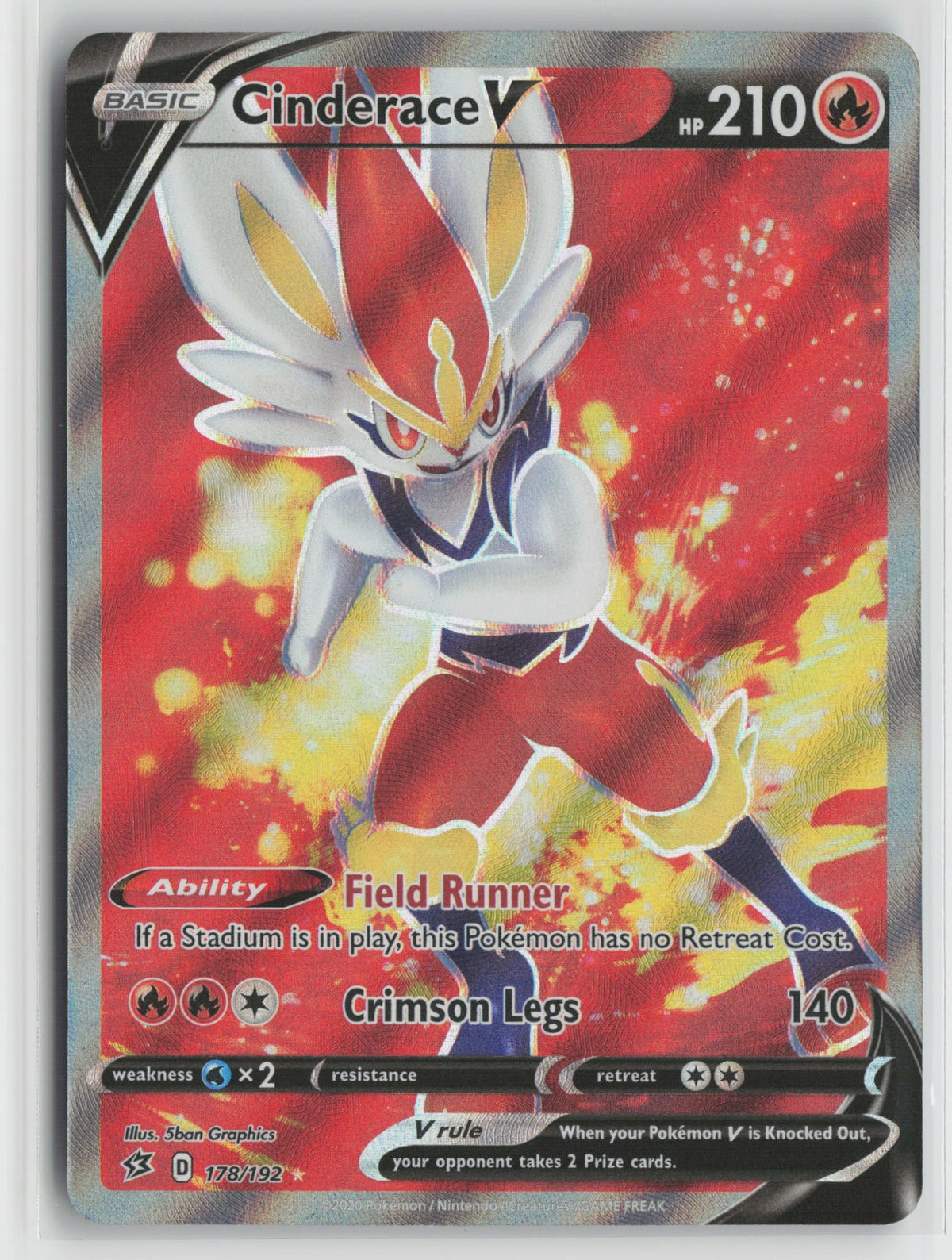 Cinderace V (Full Art) Ultra Rare Holo SWSH02 178/192 NM