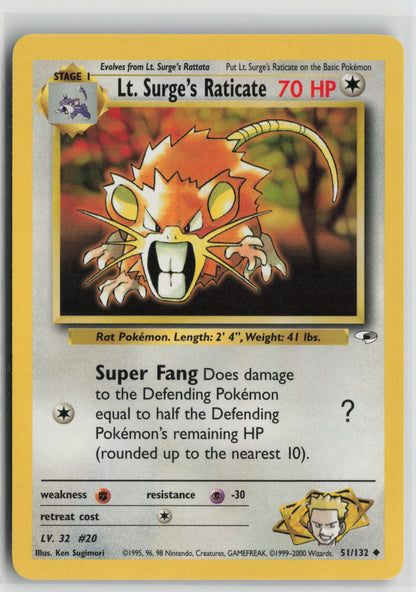 Lt. Surge's Raticate Uncommon Unlimited G1 051/132 NM
