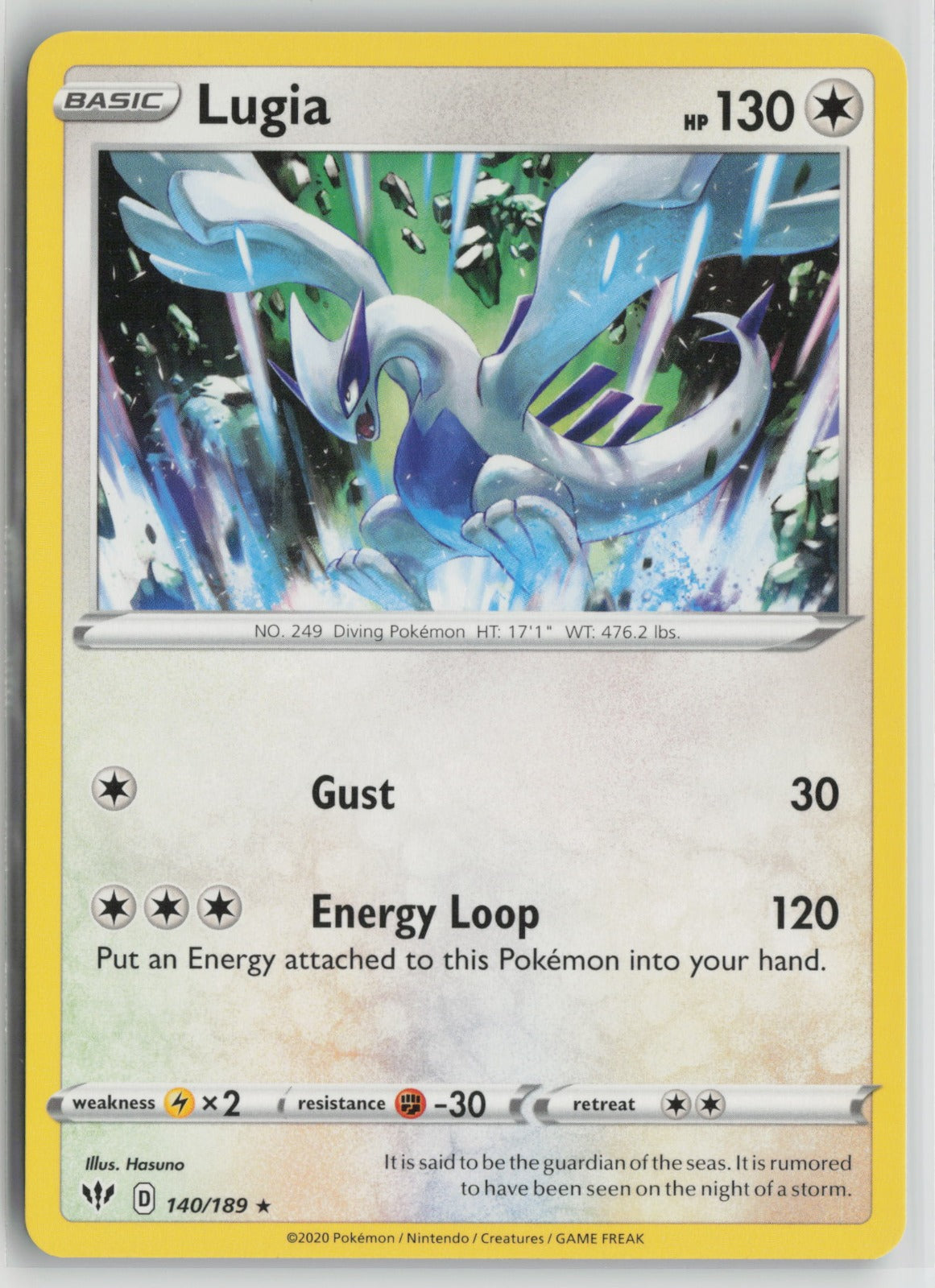 Lugia Rare SWSH03 140/189 NM