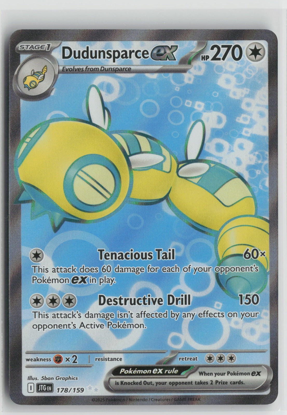 Dudunsparce ex Ultra Rare Holo JTG 178/159 NM