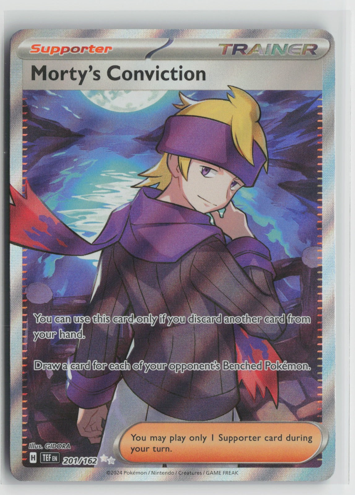 Morty's Conviction - Ultra Rare Holo TEF 201/162 NM