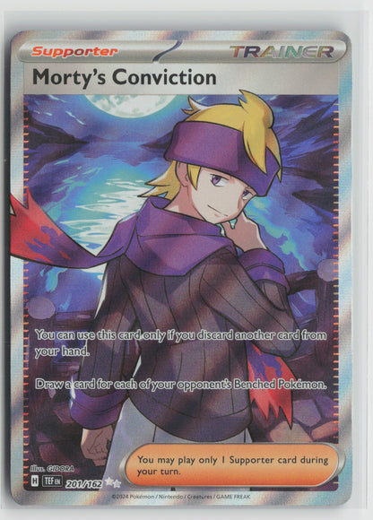 Morty's Conviction - Ultra Rare Holo TEF 201/162 NM