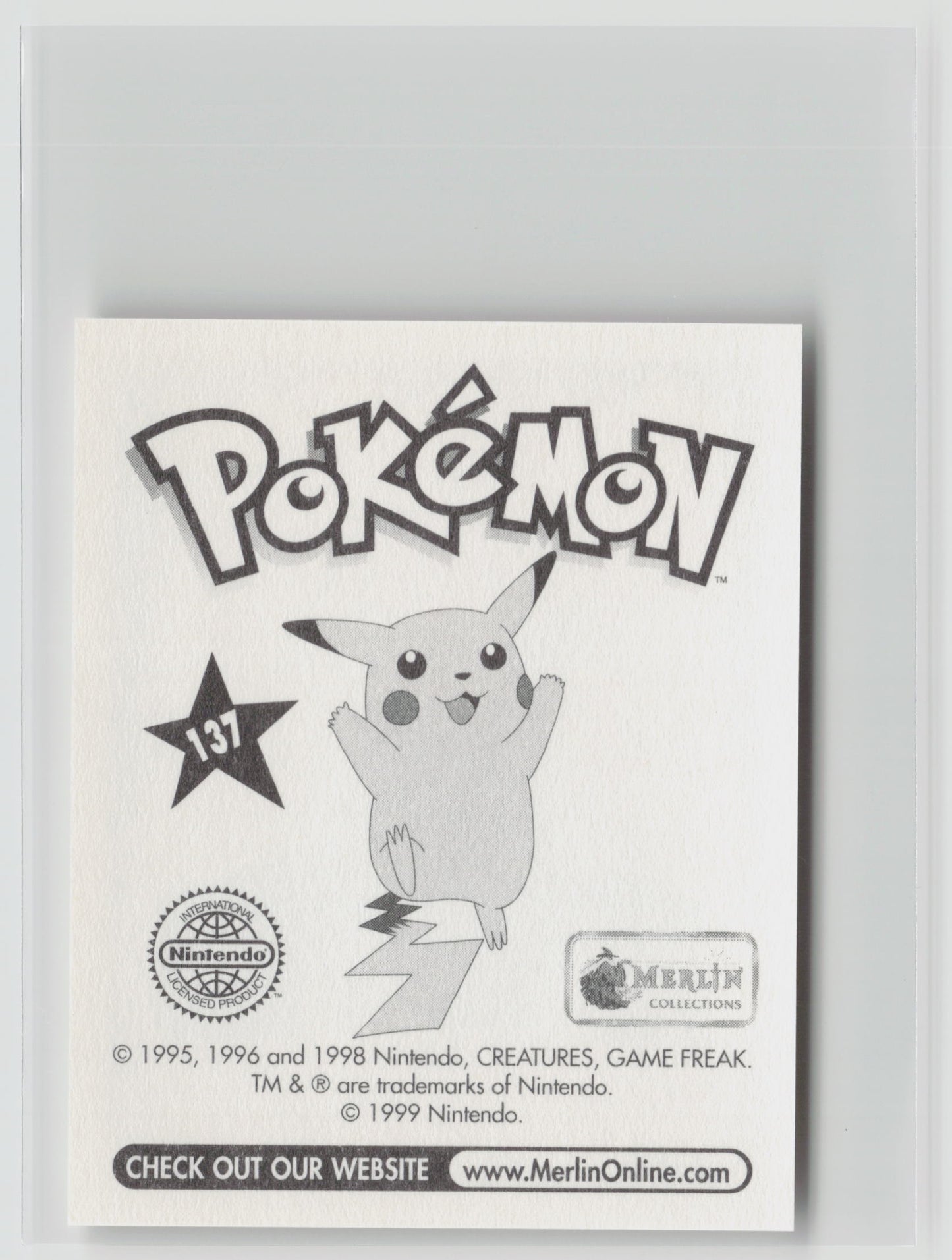 Porygon - Merlin Topps Sticker 1999 #137 NM (Back)