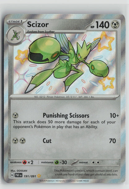 Scizor Shiny Rare Holo PAF 191/091 NM