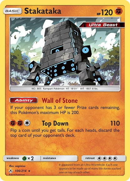 Stakataka Holo Rare Holo SM10 106/214 NM