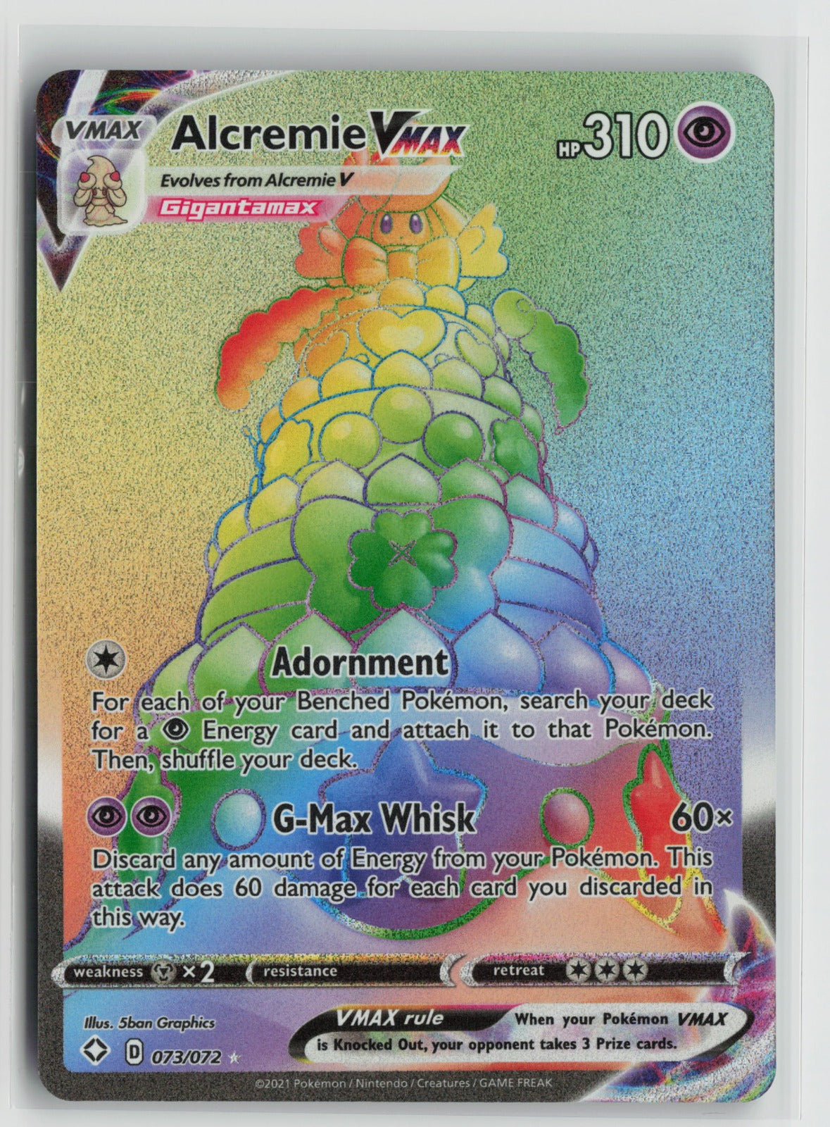 Alcremie VMAX Secret Secret Rare Holo SHF 073/072 NM