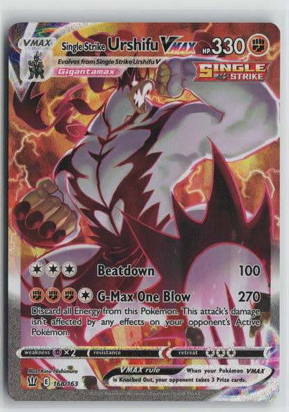 Single Strike Urshifu VMAX Alternate Art Secret Secret Rare SWSH05 168/163 NM