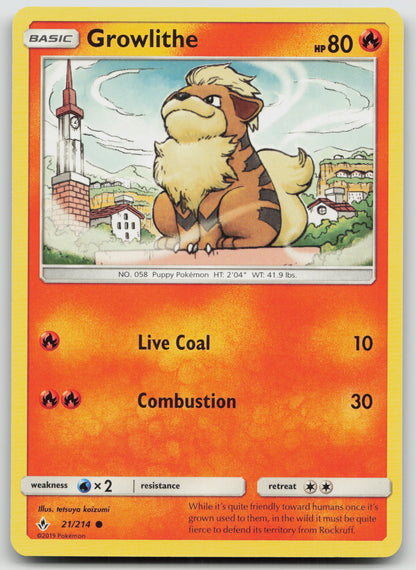 Growlithe Common Normal SM10 21/214 NM