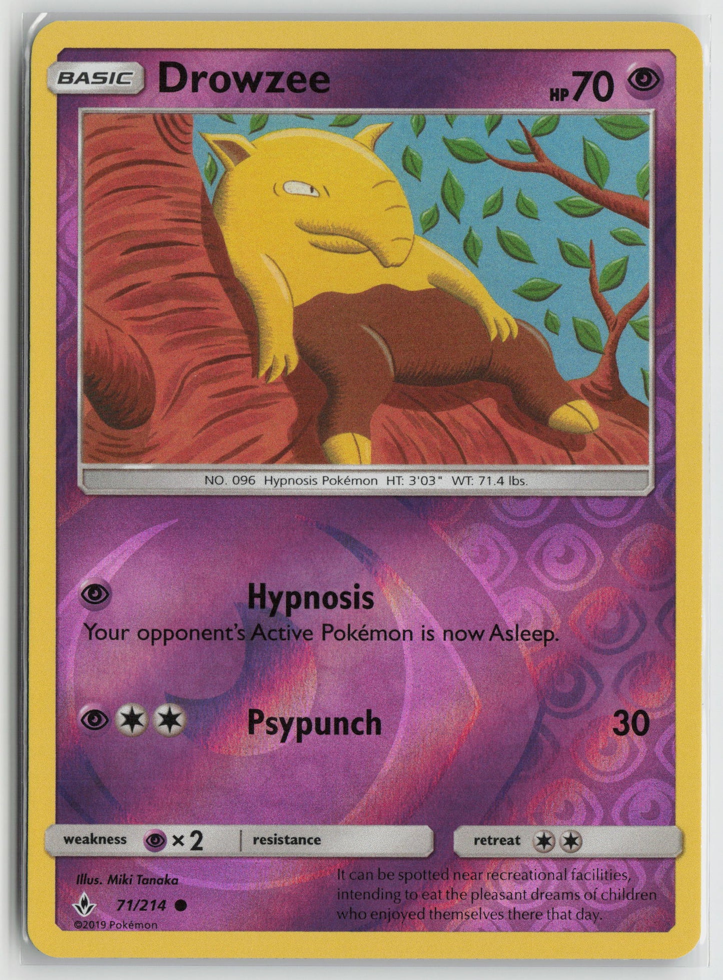Drowzee Common Reverse Holo SM10 71/214 NM