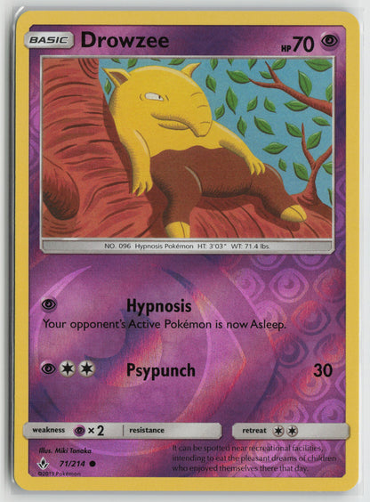 Drowzee Common Reverse Holo SM10 71/214 NM