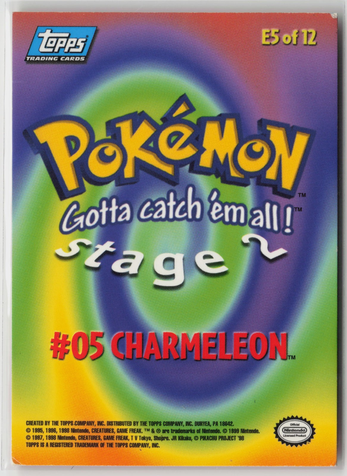 Topps #05 Charmeleon 1999 The First Movie E5 of 12 NM (Back)