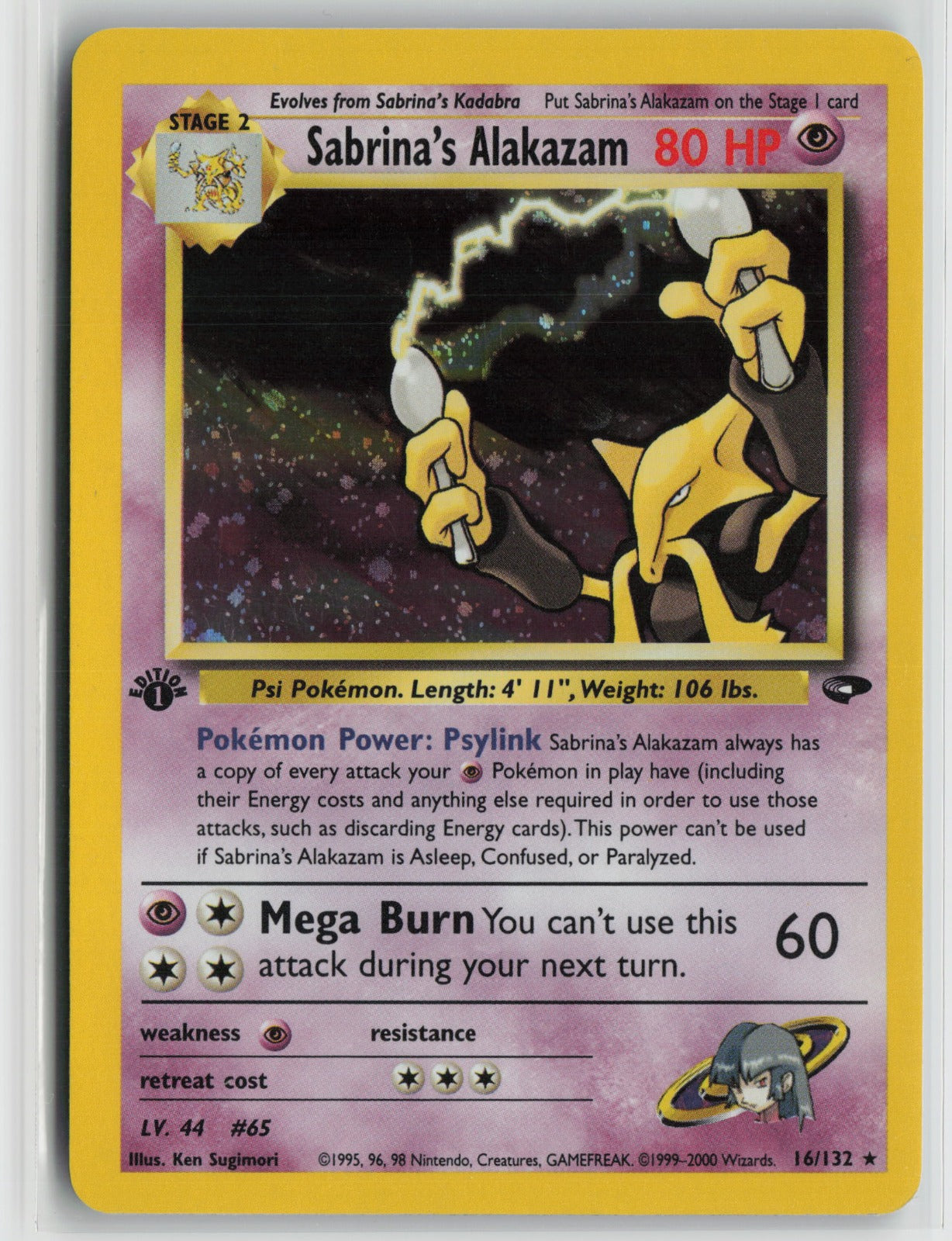 Sabrina's Alakazam Holo Rare 1st Edition G2 016/132 NM