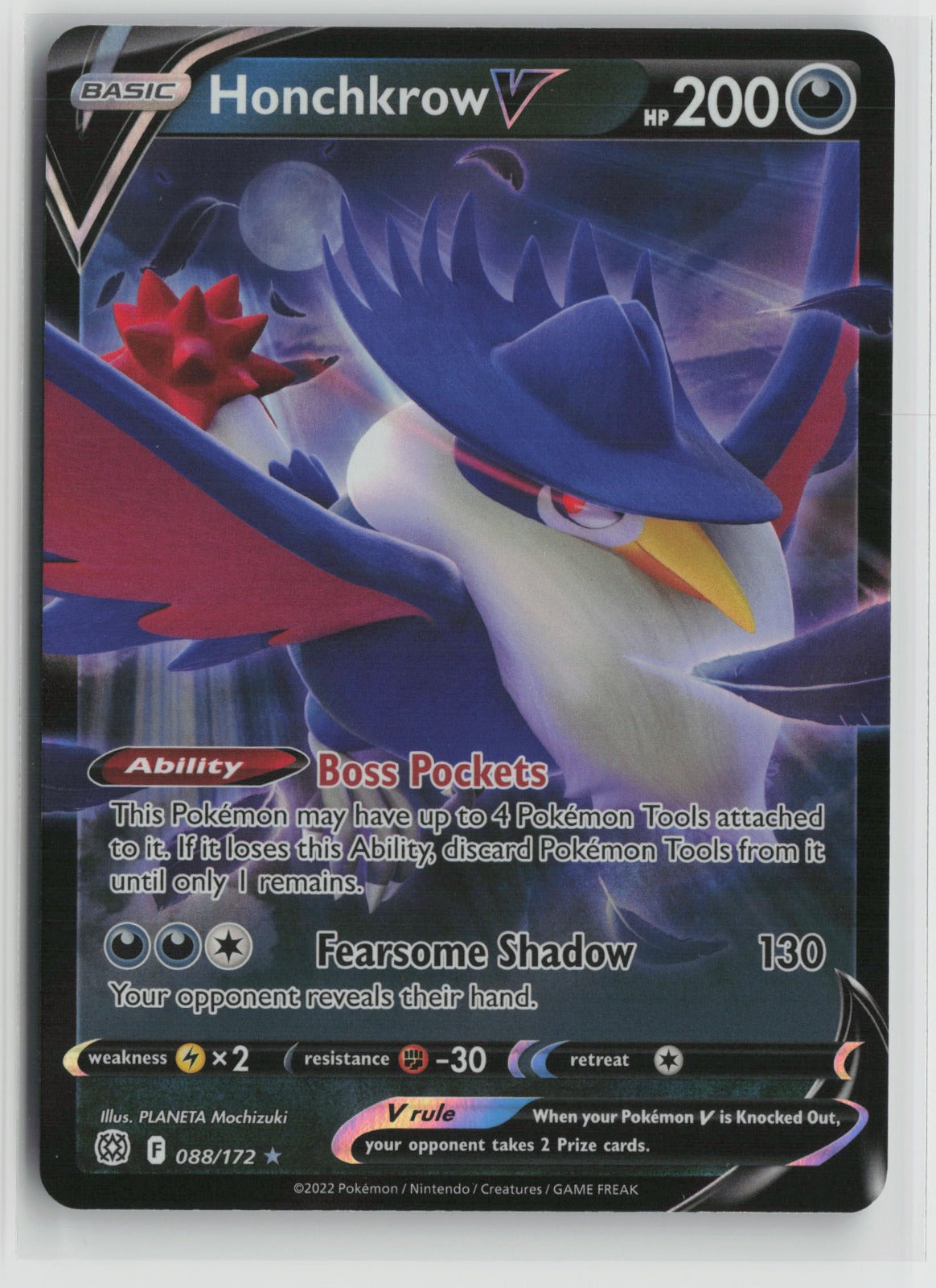 Honchkrow V Ultra Rare Holo SWSH09 088/172 NM