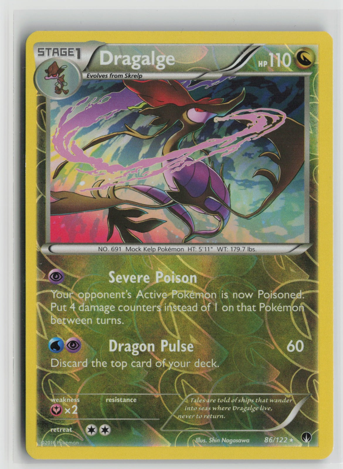 Dragalge Holo Rare Reverse Holo BKP 86/122 NM