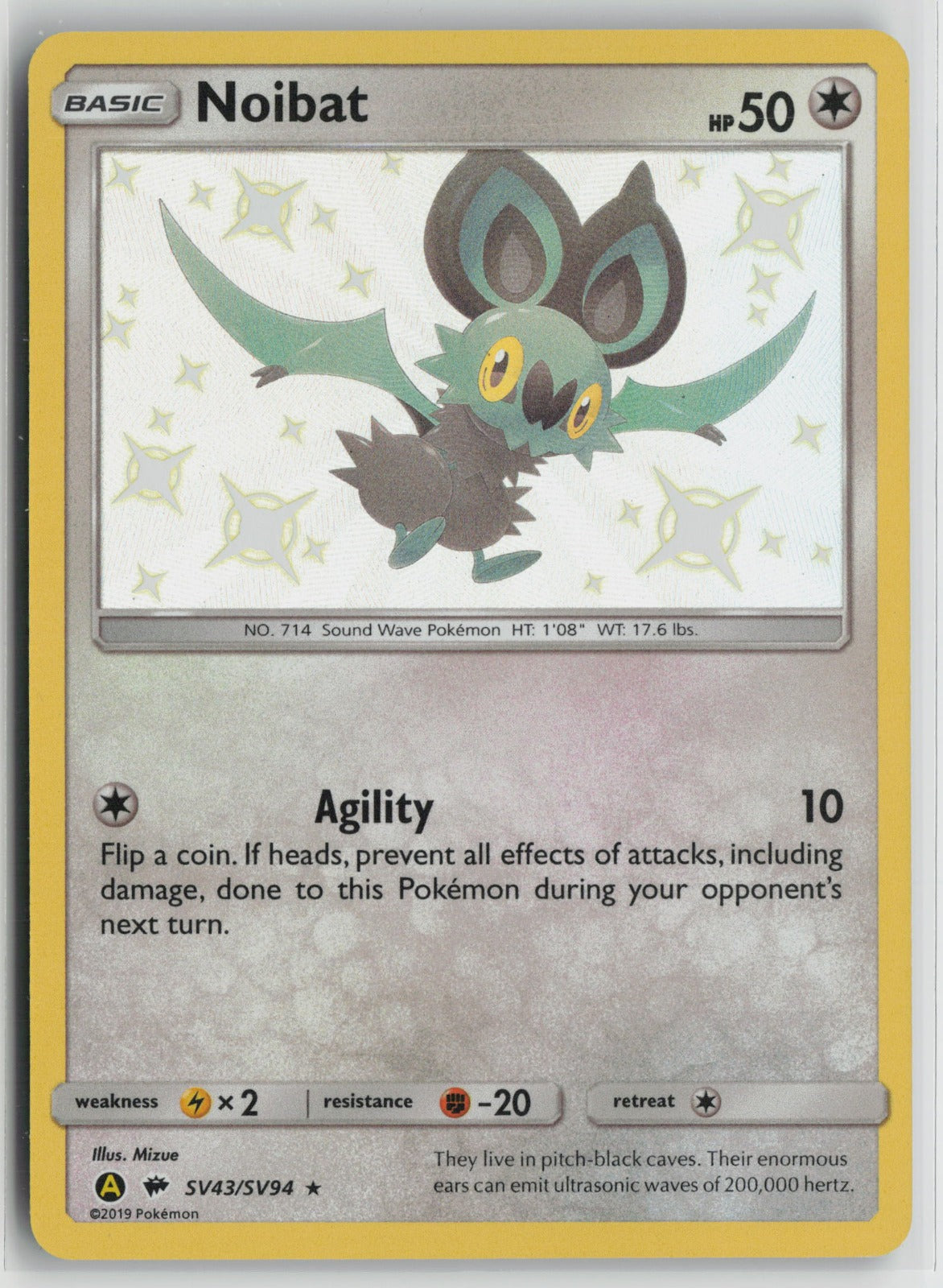 Noibat Shiny Holo Rare Holo HIF:SV SV43/SV94 NM