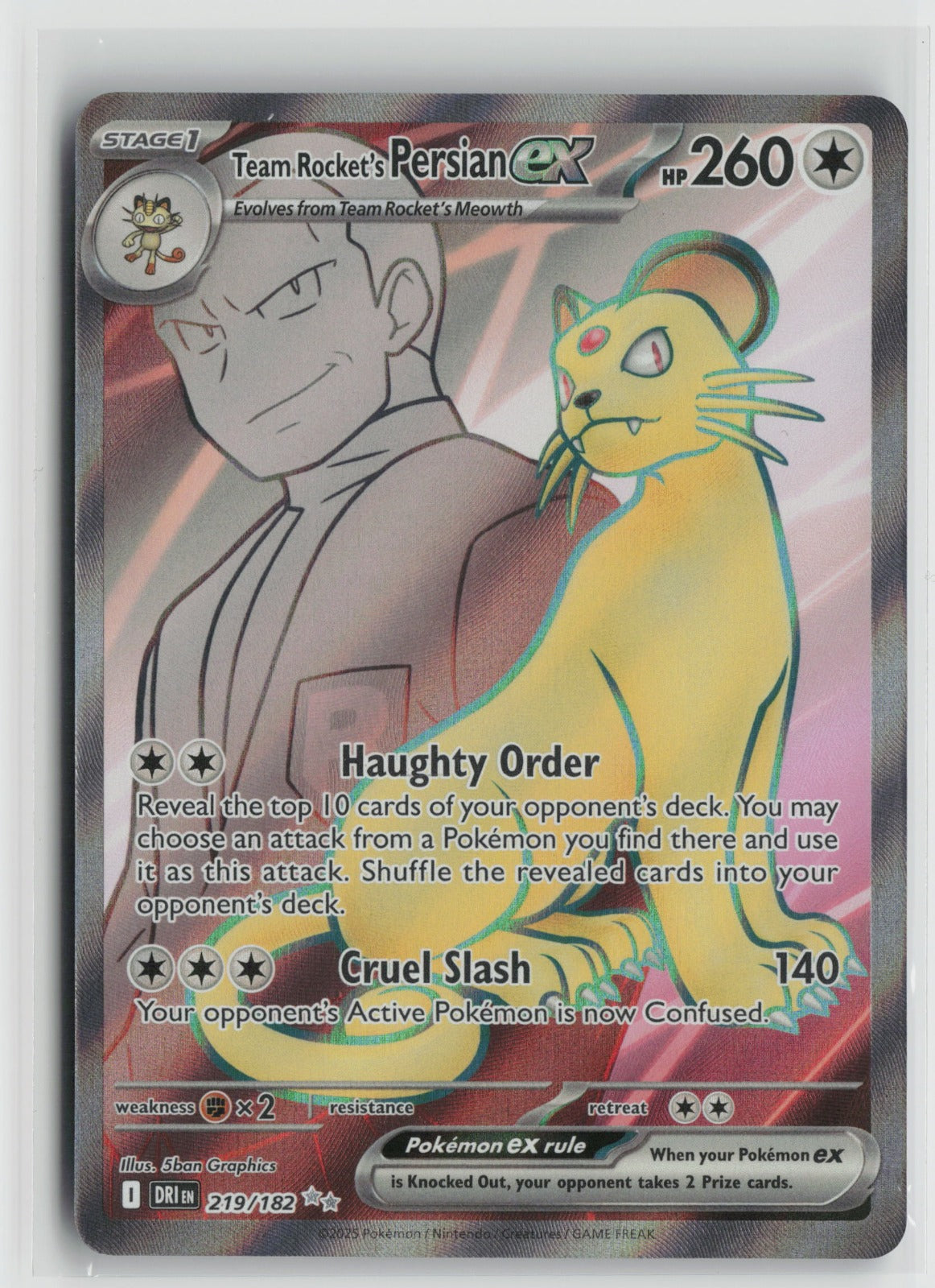 Team Rocket's Persian ex Ultra Rare Holo DRI 219/182 NM