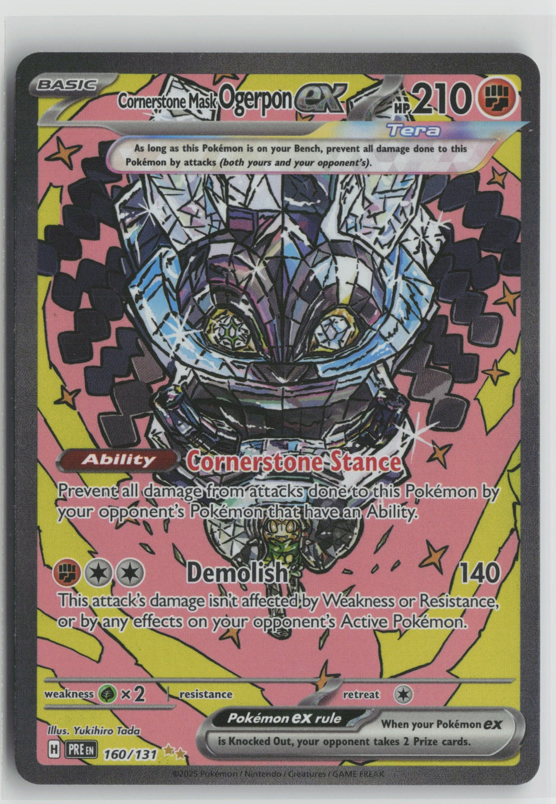 Cornerstone Mask Ogerpon ex Special Illustration Rare Holo PRE 160/131 NM