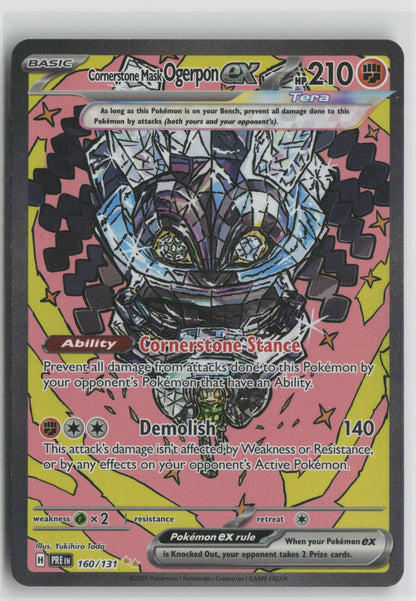 Cornerstone Mask Ogerpon ex Special Illustration Rare Holo PRE 160/131 NM
