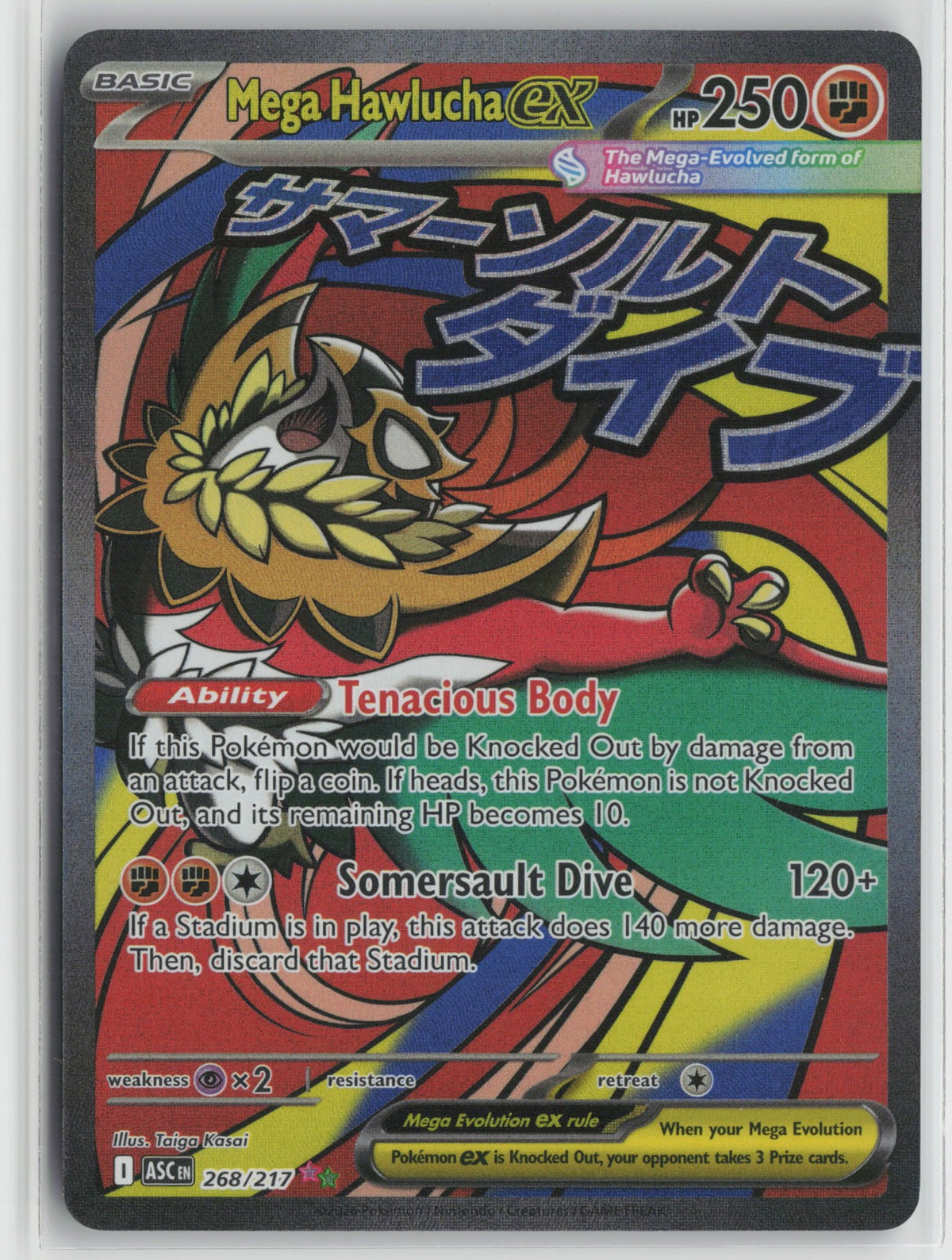 Mega Hawlucha ex Mega Attack Rare Holo ASC 268/217 NM