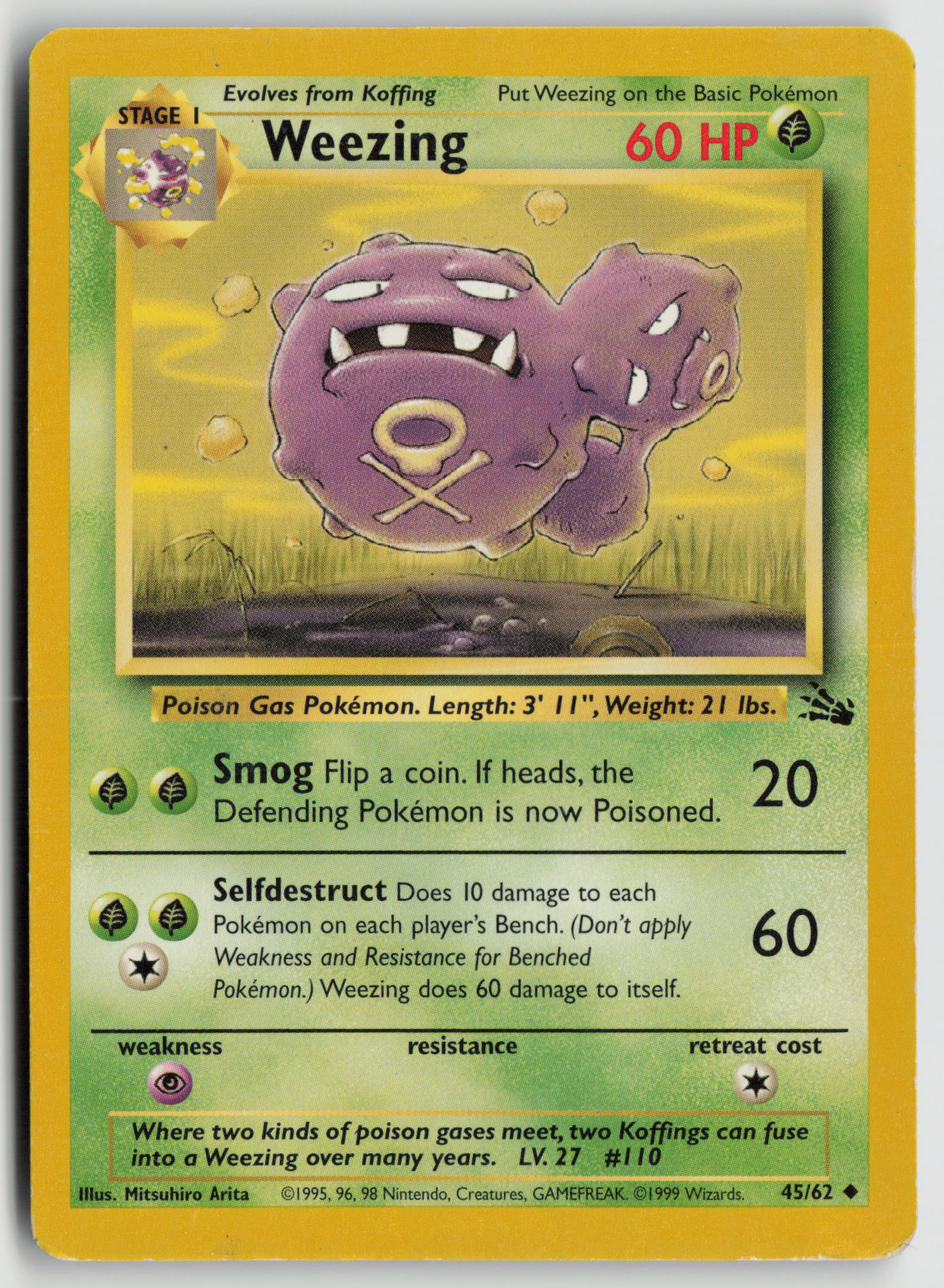 Weezing Uncommon Fossil 45/62 DMG