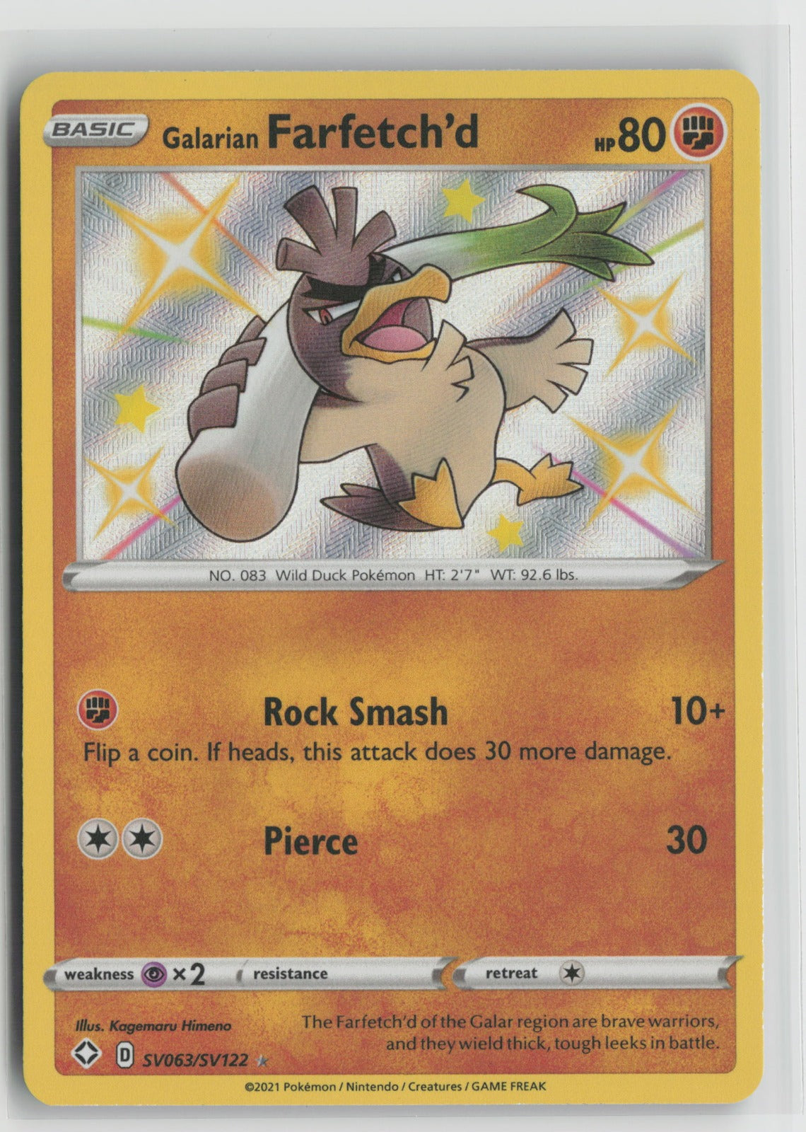Galarian Farfetch'd Shiny Holo Rare SHFSV SV063/SV122 NM