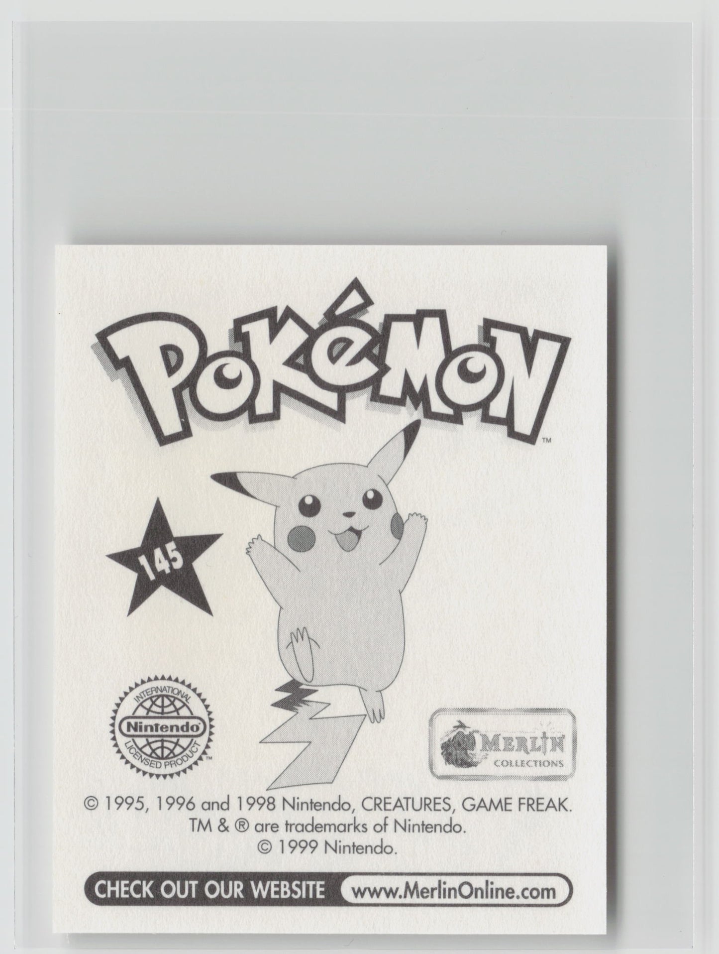 Zapdos - Merlin Topps Sticker 1999 #145 NM (Back)