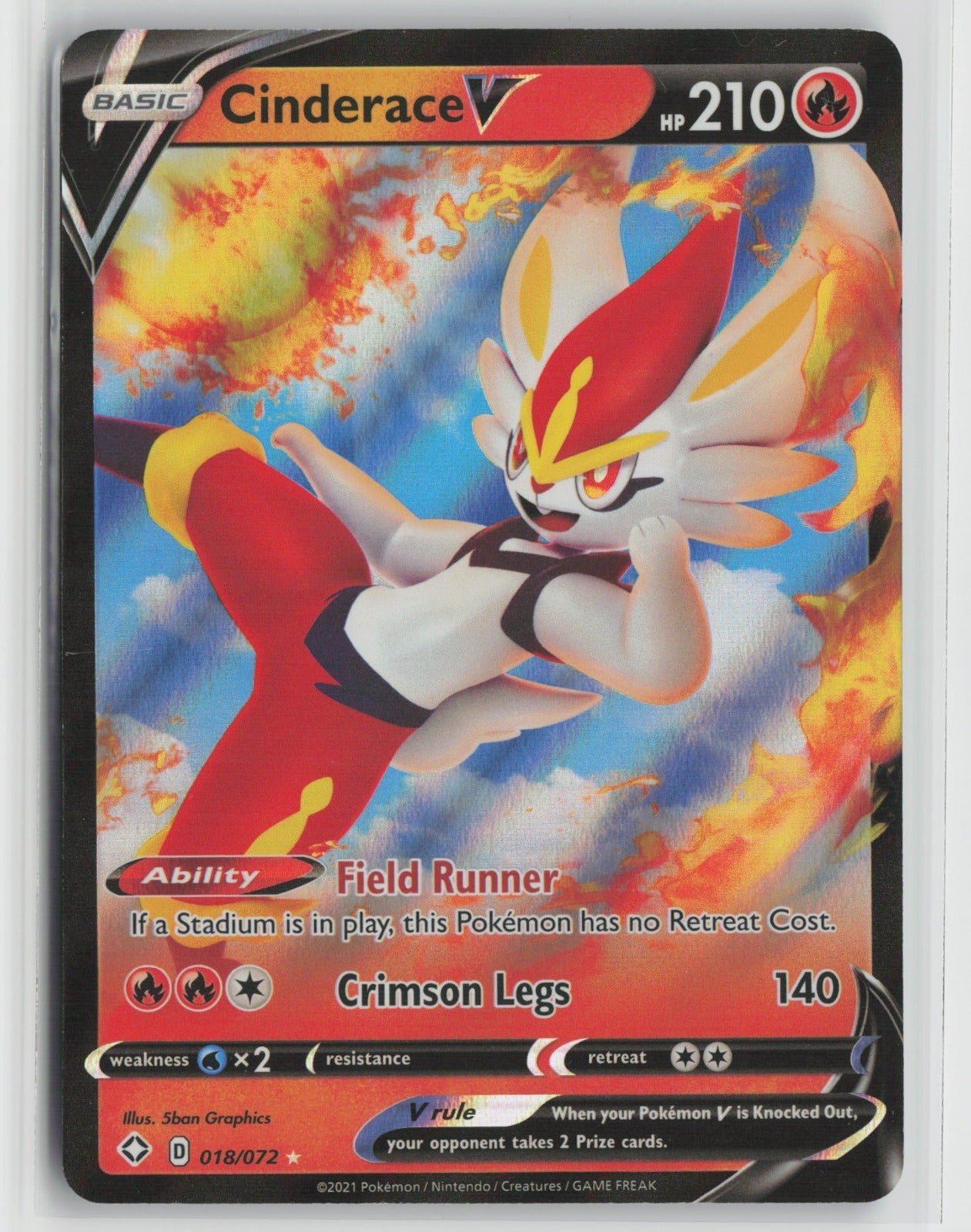 Cinderace V Ultra Rare Holo SHF 018/072 NM