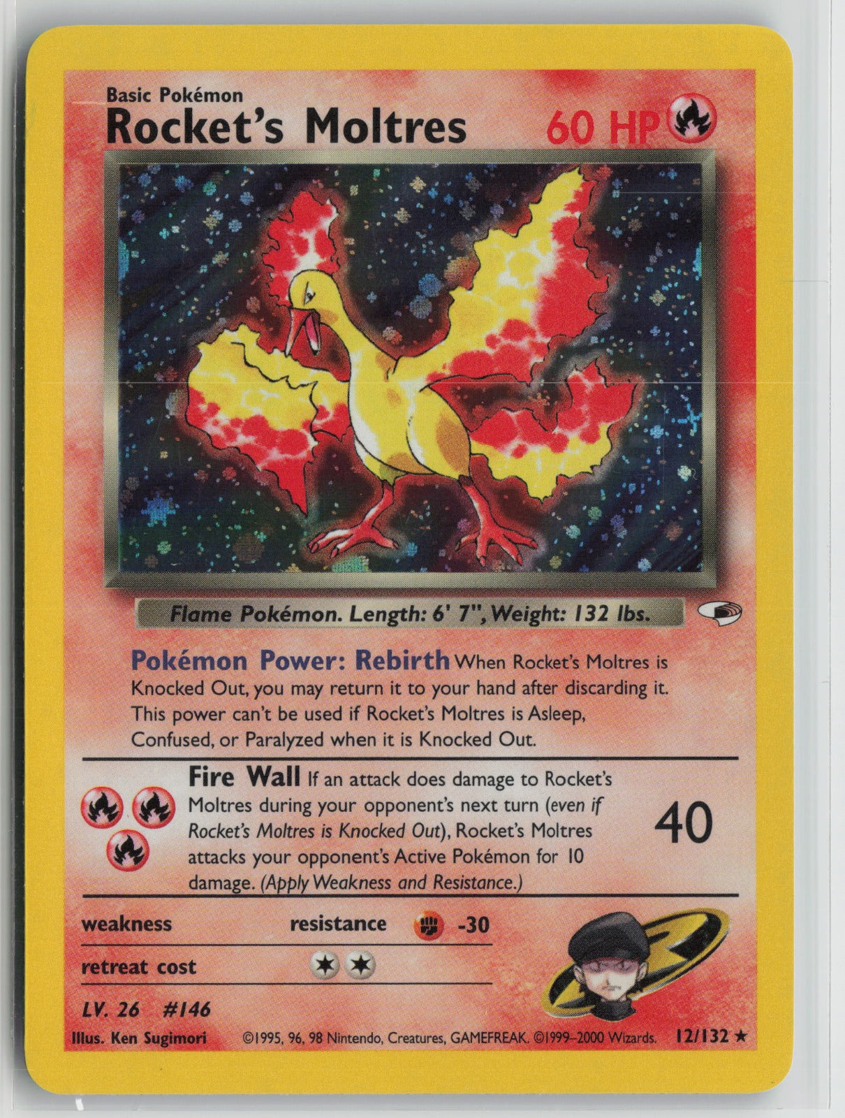 Rocket's Moltres Holo Rare Unlimited G1 012/132 NM