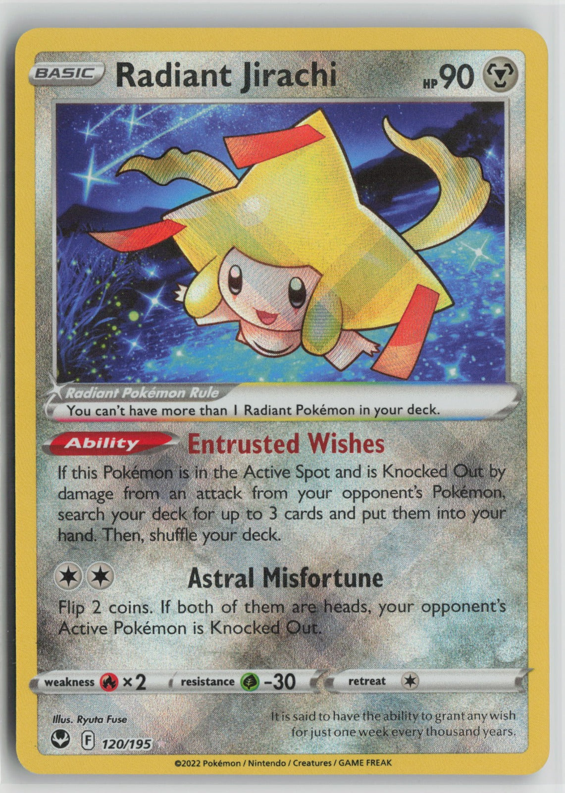 Radiant Jirachi Radiant Rare Holo SWSH12 120/195 NM