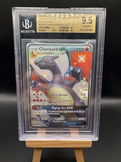 Charizard GX - S&M Hidden Fates Shiny Vault #SV49/SV94 - Beckett 9.5