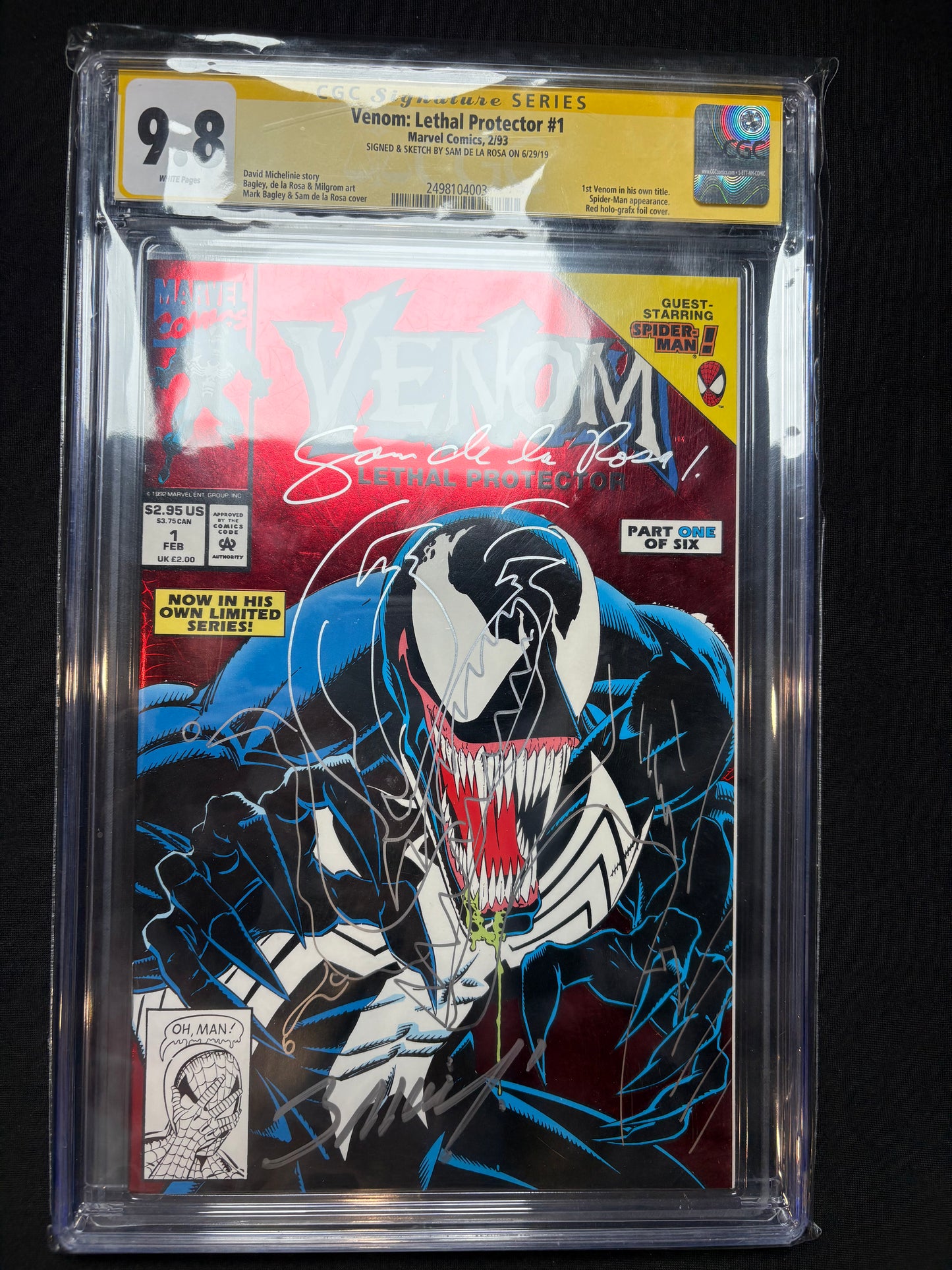 Venom, Lethal Protector #1 - 2/93 - Sam de la Rosa SIGNED & SKETCHED - CGC 9.8