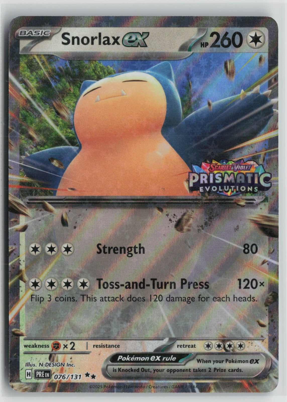 Snorlax ex (Prismatic Evolution Stamped) Double Rare Holo MCAP 076/131 NM