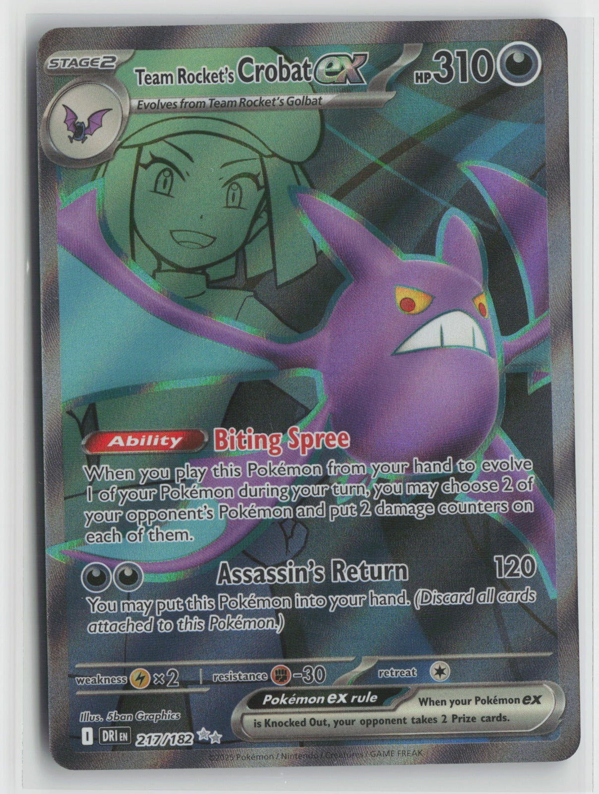 Team Rocket's Crobat ex Ultra Rare Holo DRI 217/182 NM