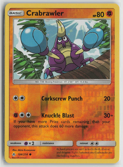 Crabrawler Common Reverse Holo SM10 104/214 NM