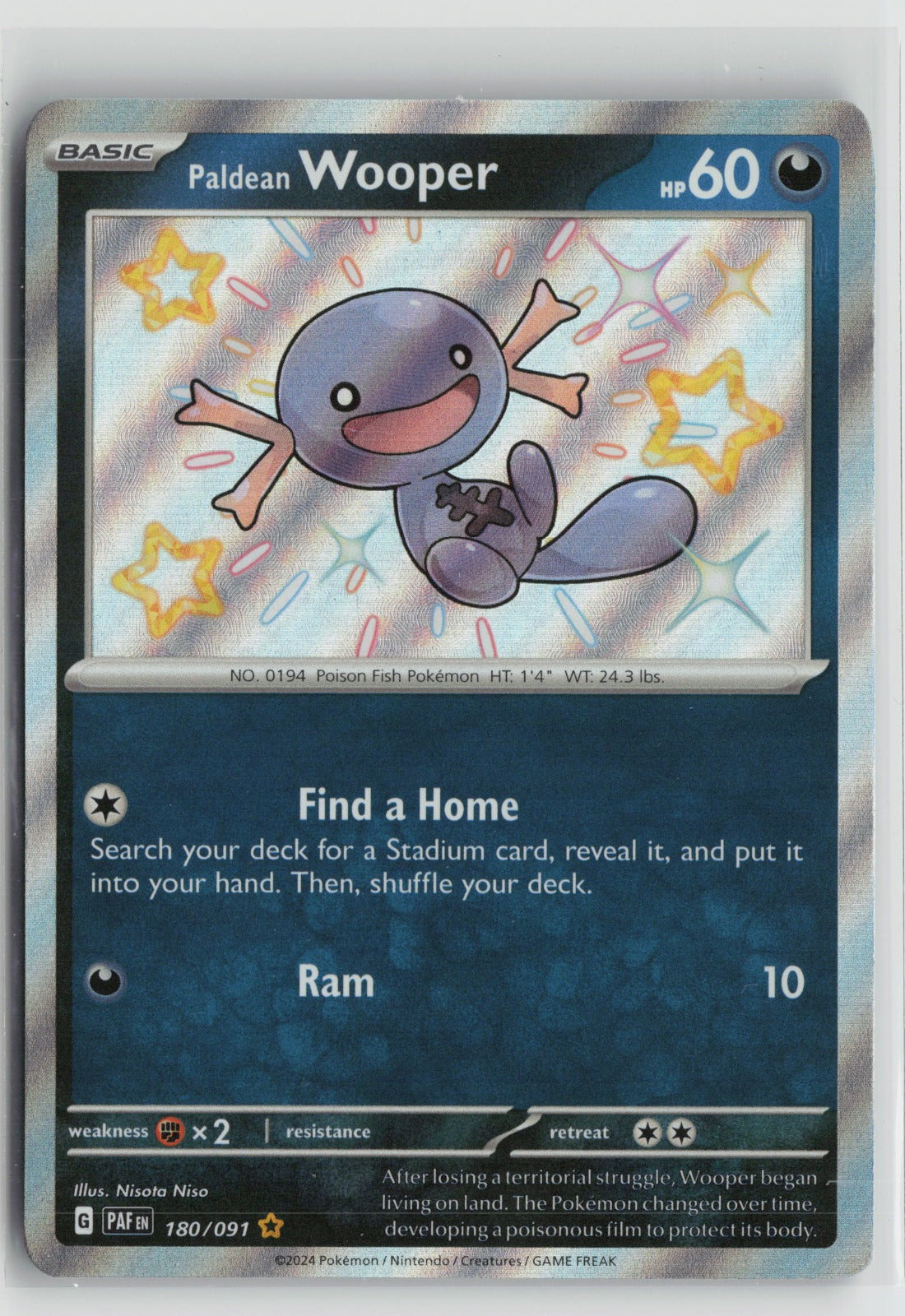 Paldean Wooper - Shiny Rare Holo PAF 180/091 NM