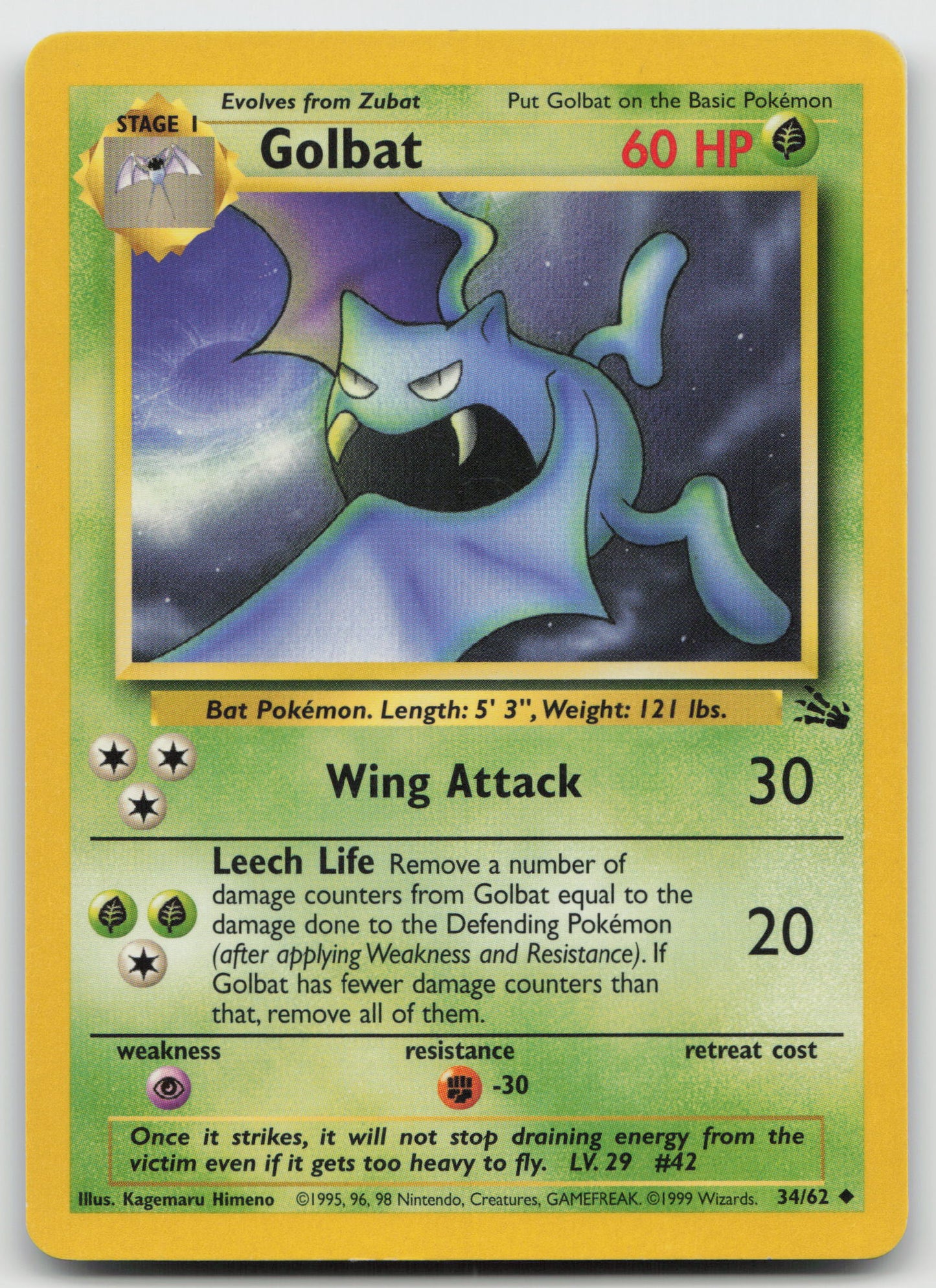 Golbat Uncommon Fossil 34/62 LP