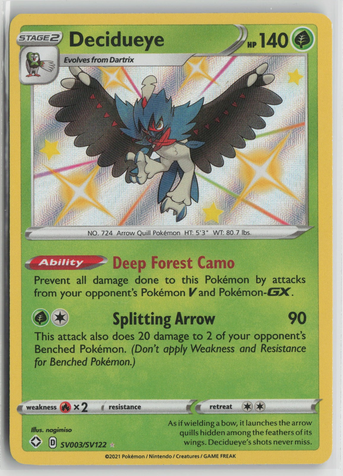 Decidueye Shiny Holo Rare Holo SHFSV SV003/SV122 NM