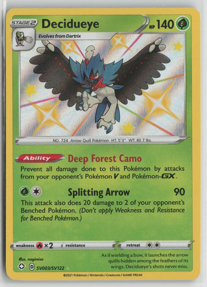 Decidueye Shiny Holo Rare Holo SHFSV SV003/SV122 NM